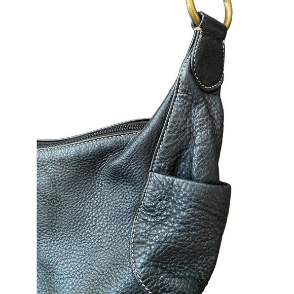 Clarks Leather Purse Pebbled Handbag Black Sling Woven Braided Bag Hobo Y2k - Picture 7 of 13